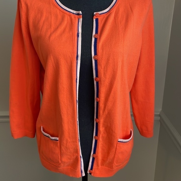 TALBOTS Orange Button Front Lightweight Sweater Cardigan Size LP - Picture 3 of 11